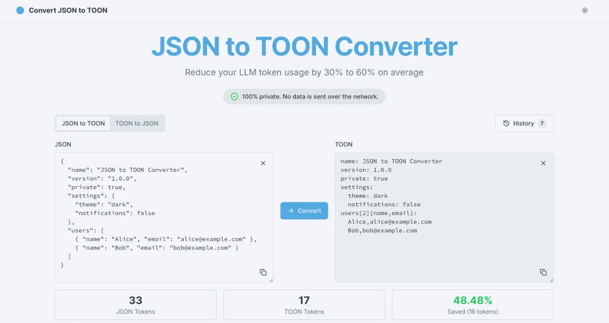 JSON to TOON Converter